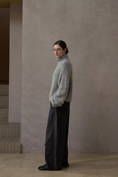 アルパカブレンドハーフジップニットプルオーバー