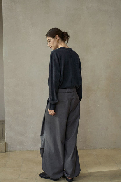 サイドタックドローストリングワイドパンツ