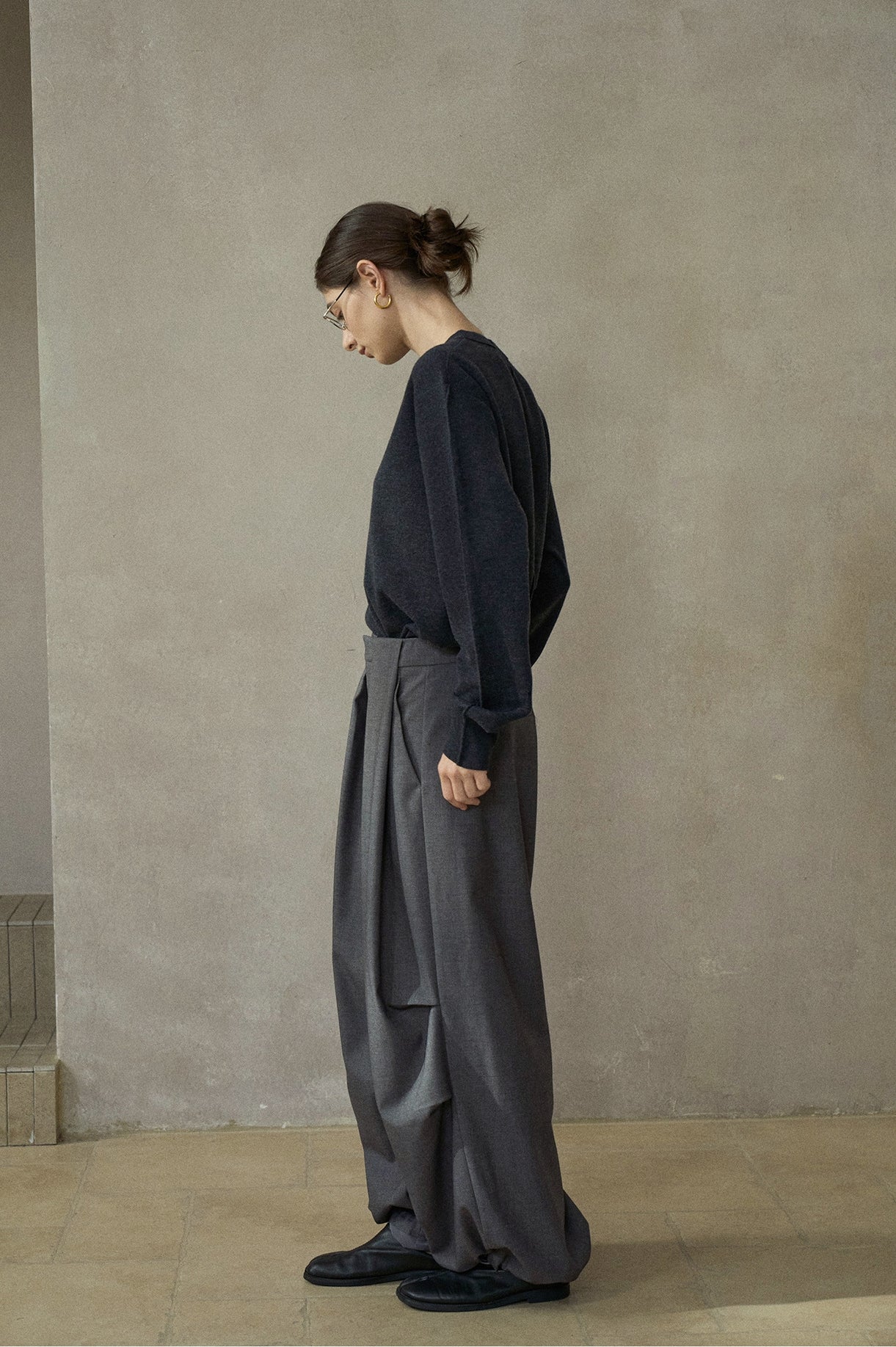 サイドタックドローストリングワイドパンツ