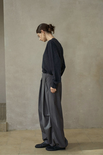 サイドタックドローストリングワイドパンツ