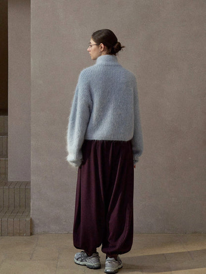 アルパカブレンドハーフジップニットプルオーバー