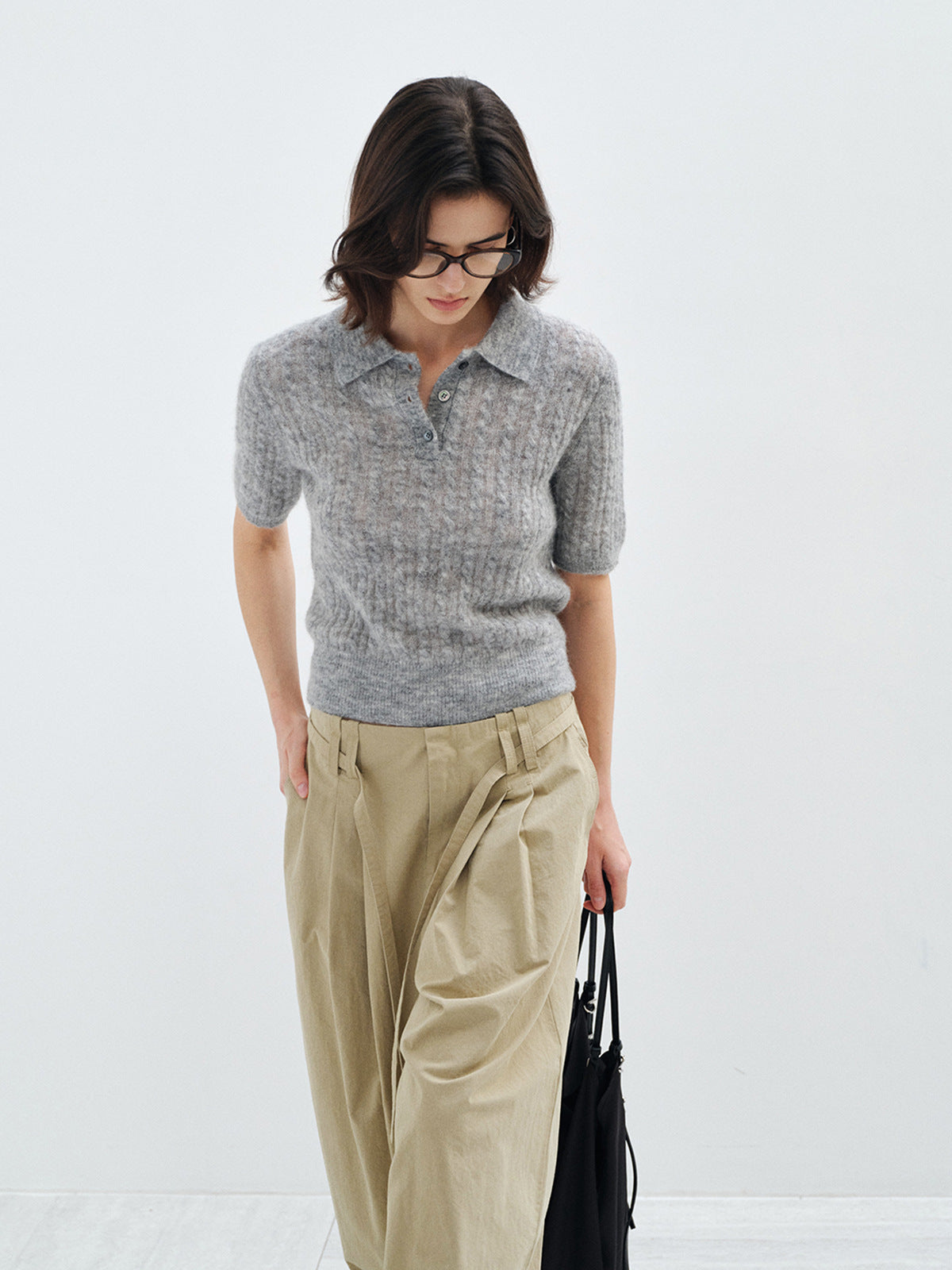 【COMING SOON】アルパカブレンド ケーブル編みポロニットプルオーバー