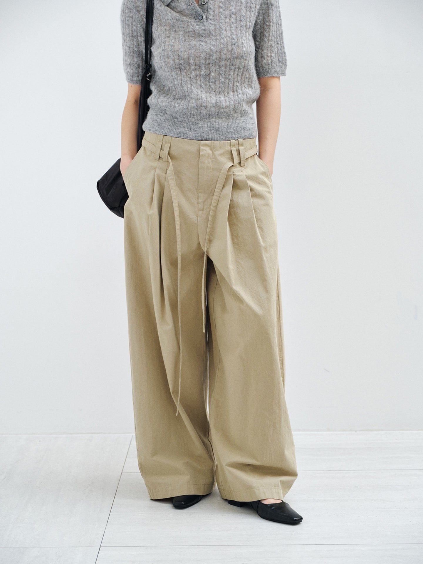 【COMING SOON】コットンベルトタックワイドパンツ