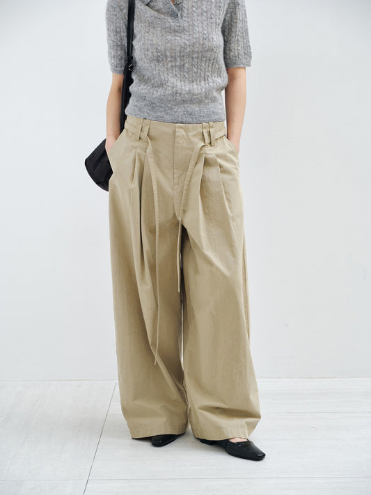 【COMING SOON】コットンベルトタックワイドパンツ