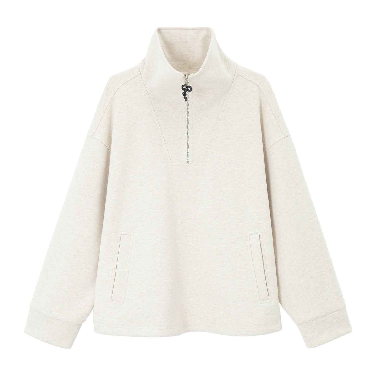 ウール混ドローストリングハーフジッププルオーバー【セットアップ可】