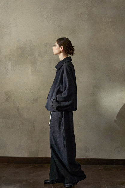 ウール混カーブセンターラインワイドイージーパンツ【セットアップ可】