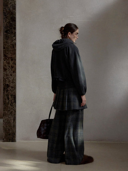 チェックレイヤードスカートパンツ【取り外し可】