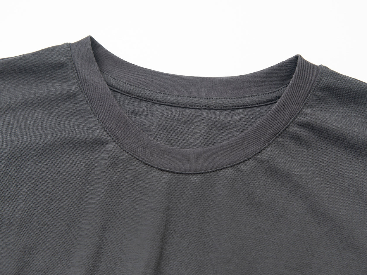 リネン混フリルスリーブドロップショルダーTシャツ【セットアップ可】