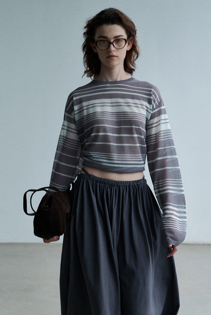 【PRE ORDER】リネンレーヨンシアーボーダーロンT