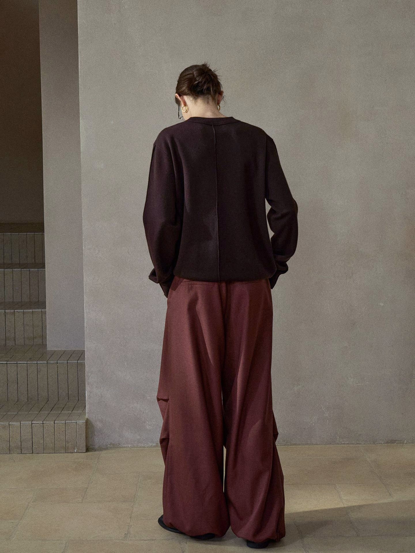 サイドタックドローストリングワイドパンツ