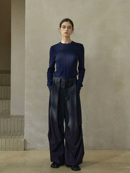 サイドタックドローストリングワイドパンツ