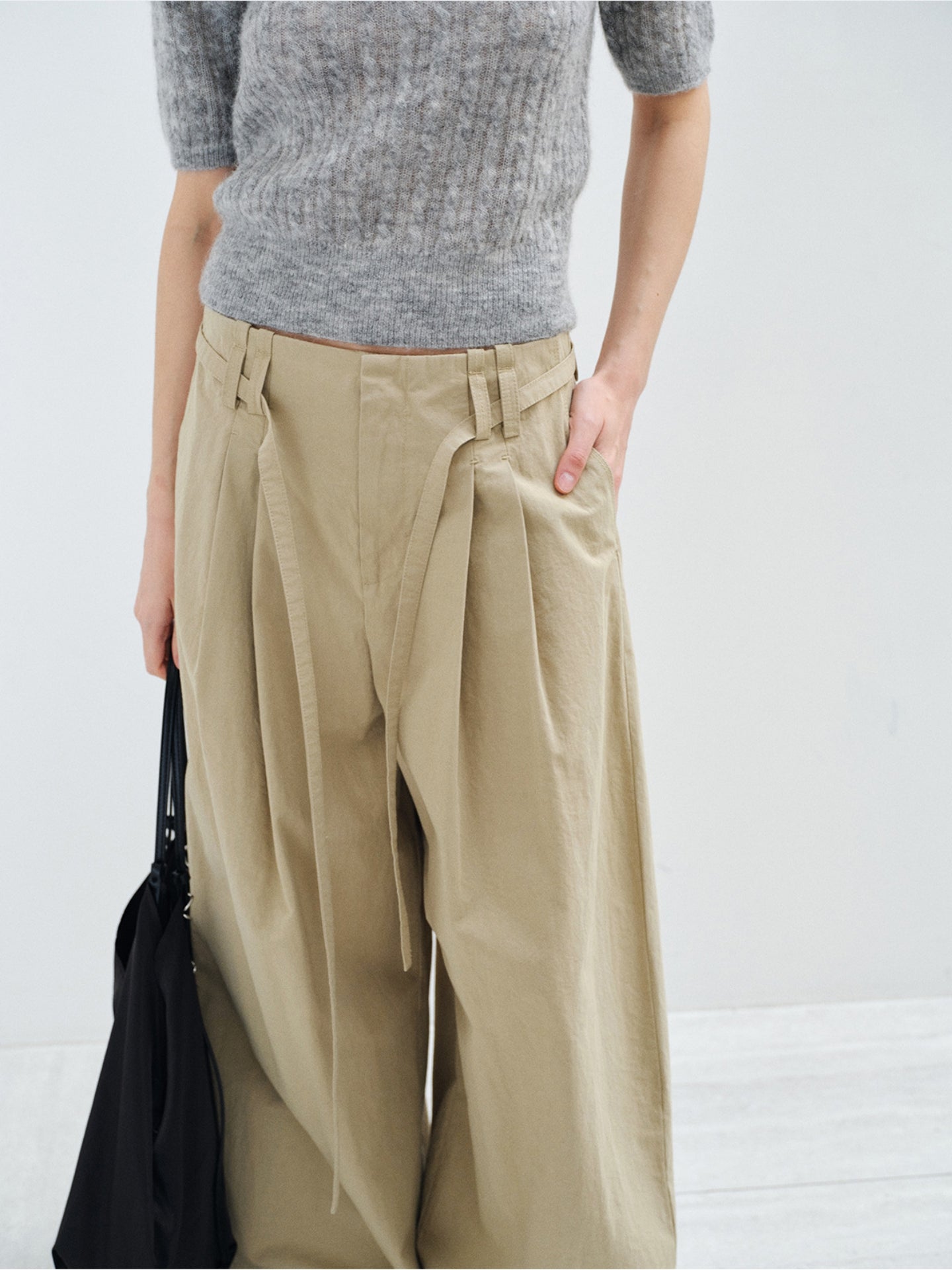 【COMING SOON】コットンベルトタックワイドパンツ