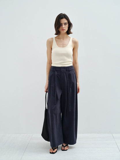 【COMING SOON】コットンベルトタックワイドパンツ
