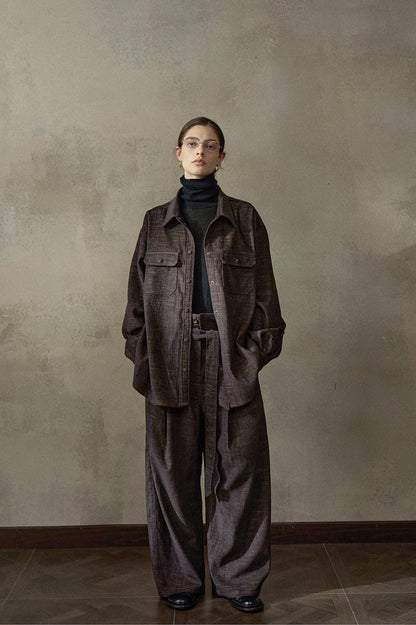 起毛ベルトタックワイドパンツ【セットアップ可】