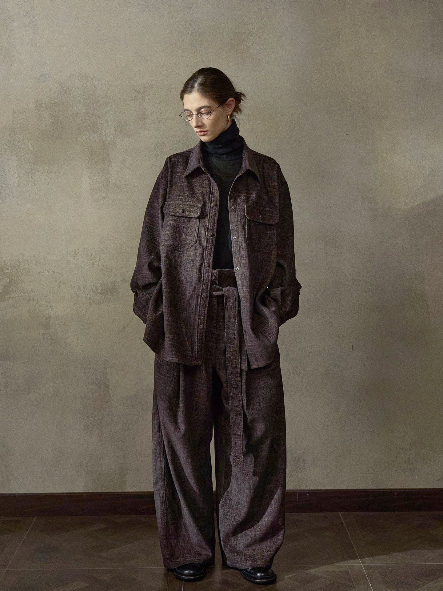 起毛ベルトタックワイドパンツ【セットアップ可】