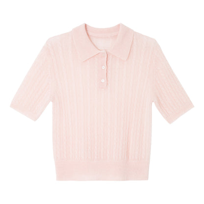 【COMING SOON】アルパカブレンド ケーブル編みポロニットプルオーバー