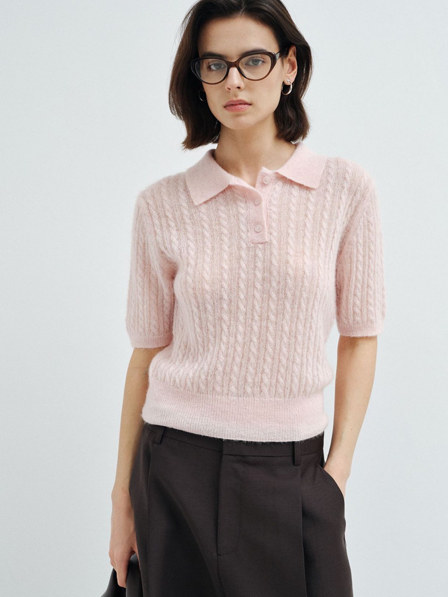 【COMING SOON】アルパカブレンド ケーブル編みポロニットプルオーバー