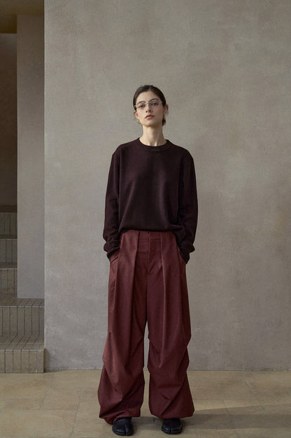 サイドタックドローストリングワイドパンツ