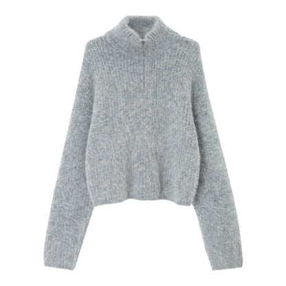 アルパカブレンドハーフジップニットプルオーバー