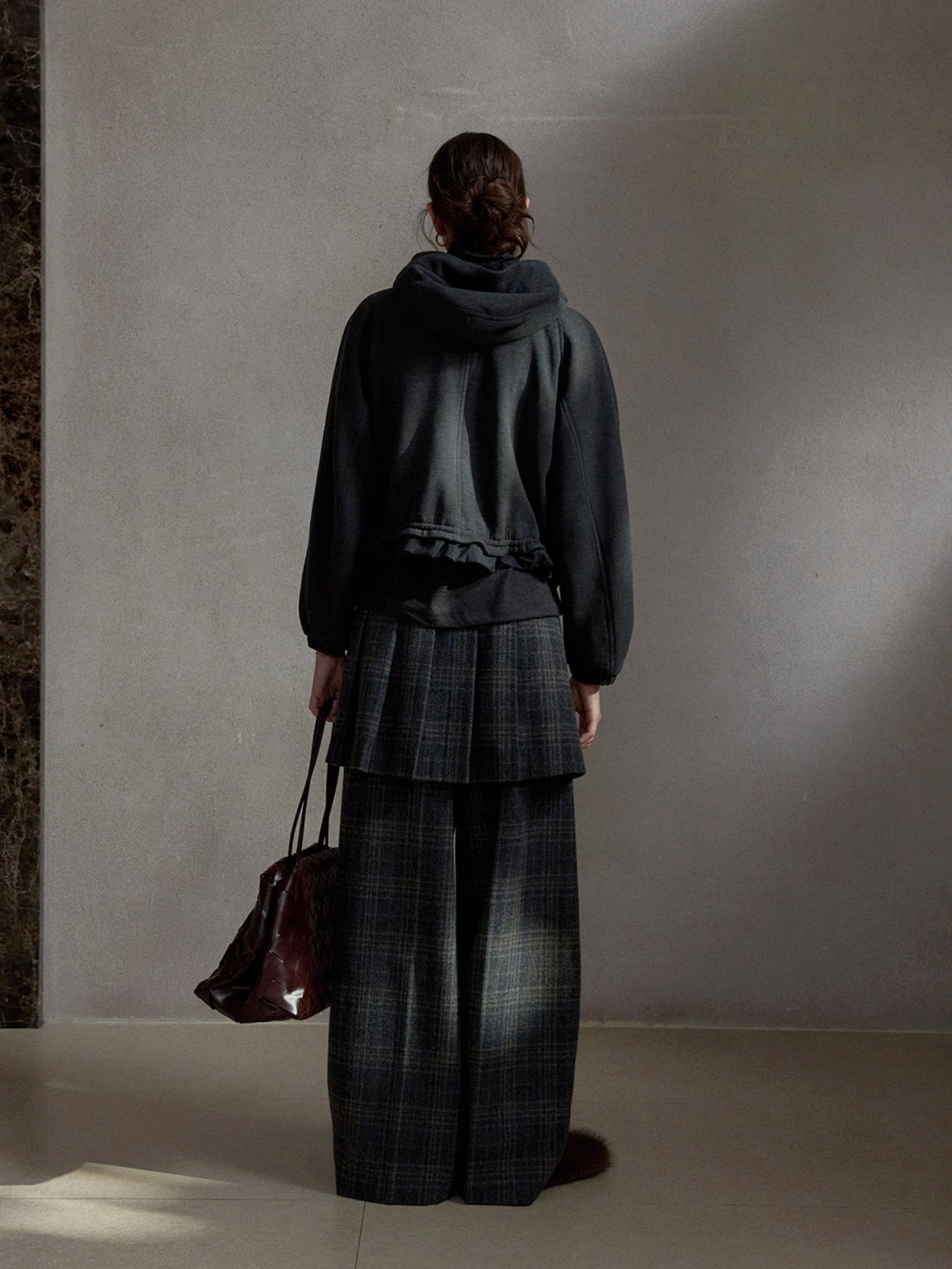 チェックレイヤードスカートパンツ【取り外し可】