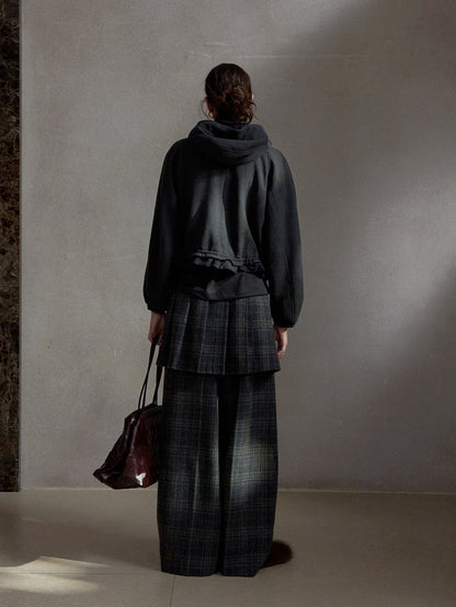 チェックレイヤードスカートパンツ【取り外し可】