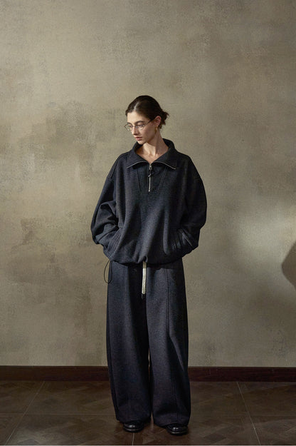 ウール混カーブセンターラインワイドイージーパンツ【セットアップ可】