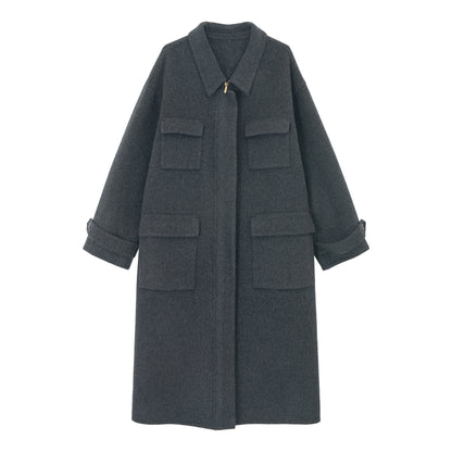 【PRE ORDER】シルクブレンドフードショール付きジップコート