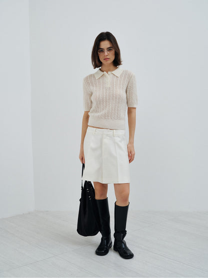 【COMING SOON】アルパカブレンド ケーブル編みポロニットプルオーバー