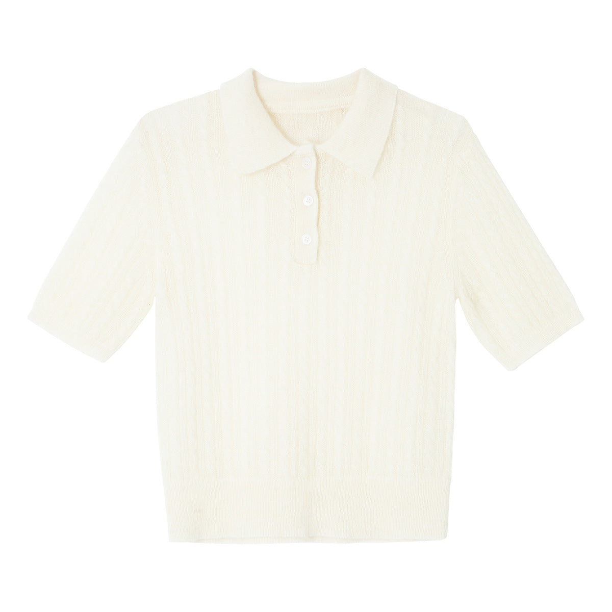 【COMING SOON】アルパカブレンド ケーブル編みポロニットプルオーバー