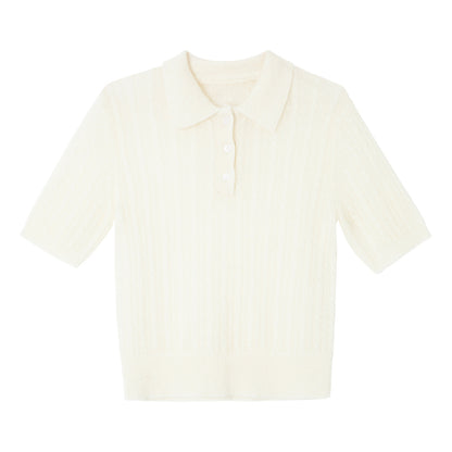 【COMING SOON】アルパカブレンド ケーブル編みポロニットプルオーバー