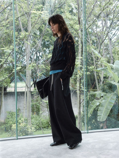 アルパカウール混 ダイヤ柄シアーニットプルオーバー