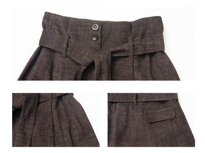 起毛ベルトタックワイドパンツ【セットアップ可】