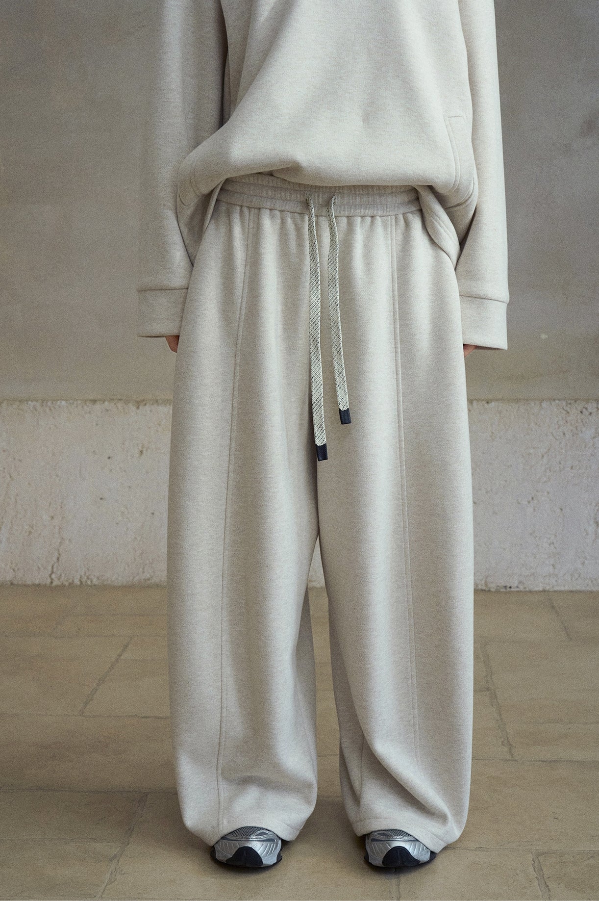 ウール混カーブセンターラインワイドイージーパンツ【セットアップ可】