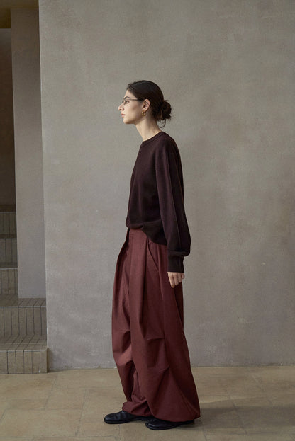 サイドタックドローストリングワイドパンツ