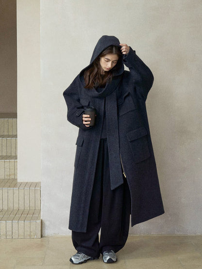 【PRE ORDER】シルクブレンドフードショール付きジップコート