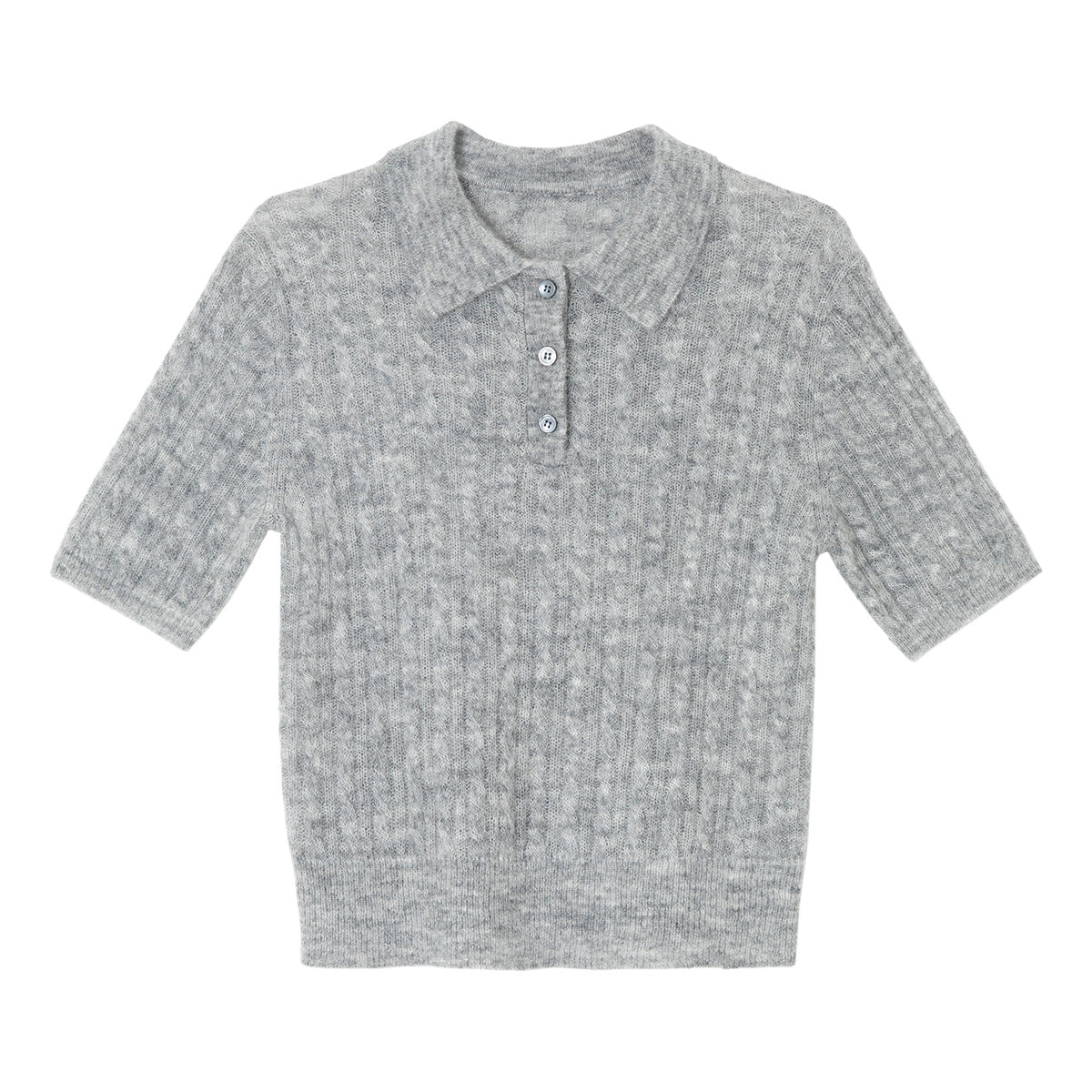 【COMING SOON】アルパカブレンド ケーブル編みポロニットプルオーバー