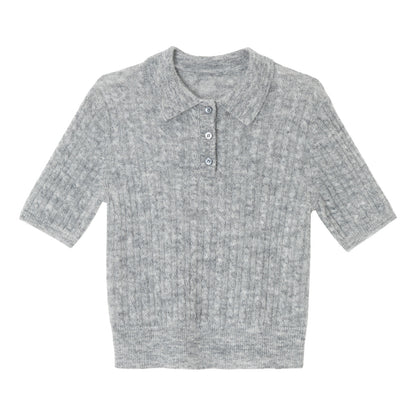 【COMING SOON】アルパカブレンド ケーブル編みポロニットプルオーバー