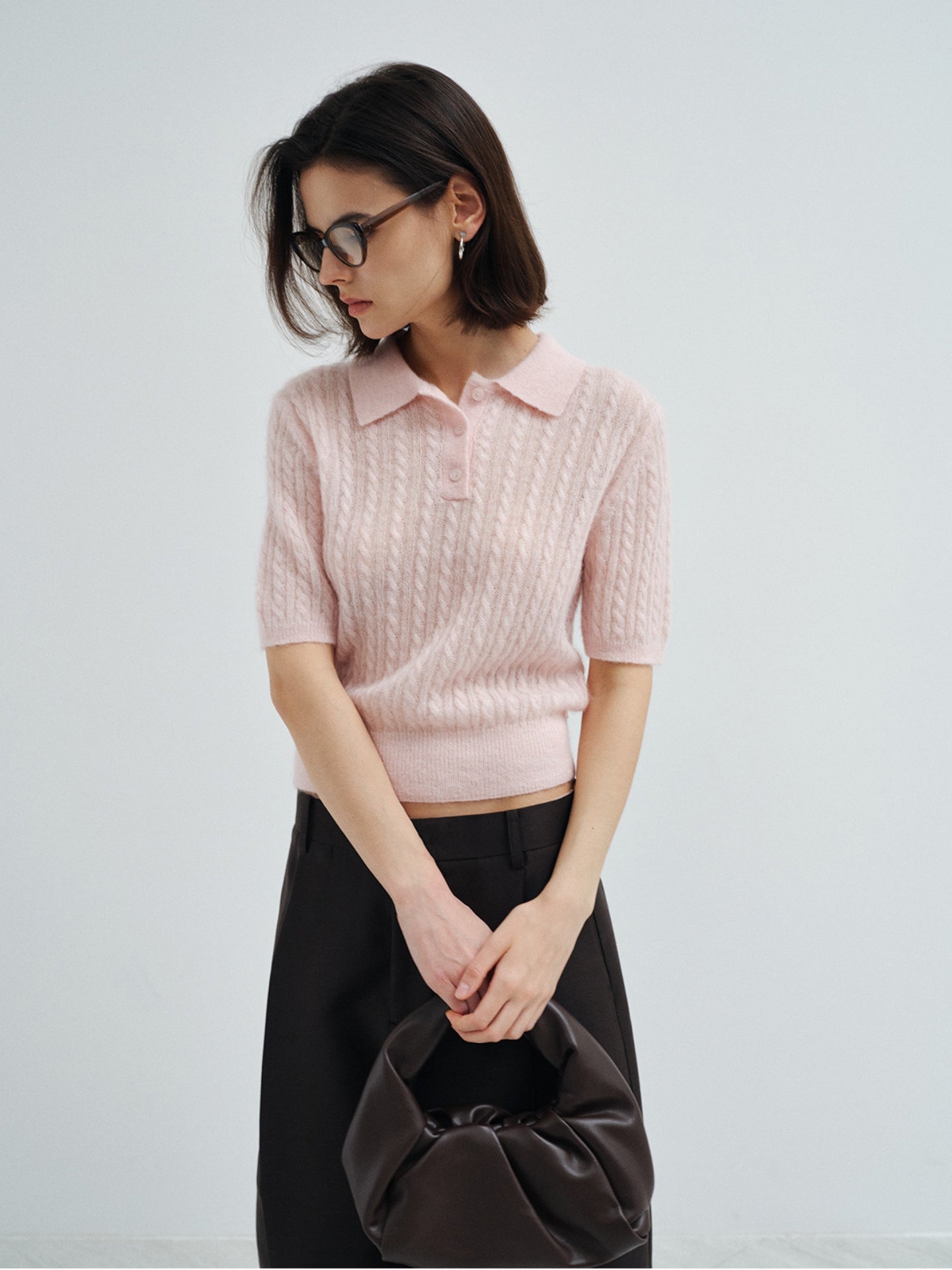 【COMING SOON】アルパカブレンド ケーブル編みポロニットプルオーバー