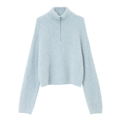 アルパカブレンドハーフジップニットプルオーバー