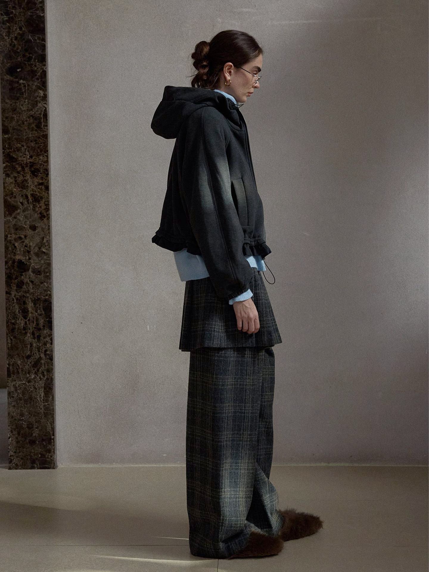 チェックレイヤードスカートパンツ【取り外し可】