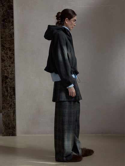 チェックレイヤードスカートパンツ【取り外し可】