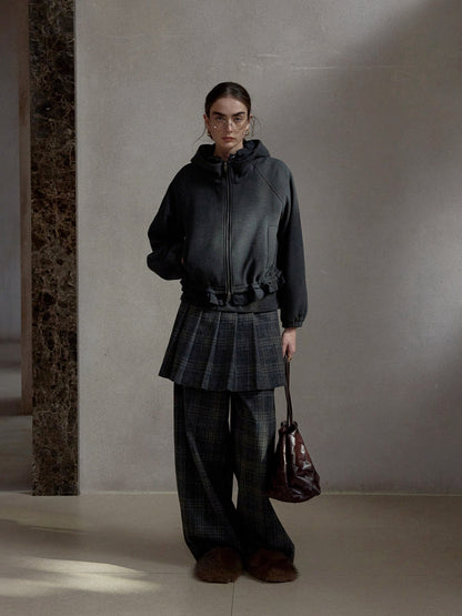 チェックレイヤードスカートパンツ【取り外し可】