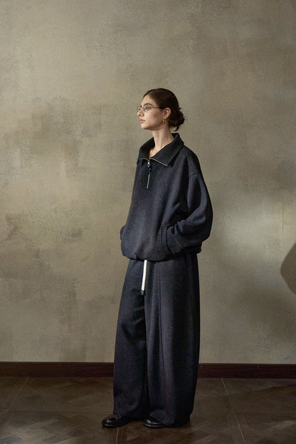 ウール混カーブセンターラインワイドイージーパンツ【セットアップ可】