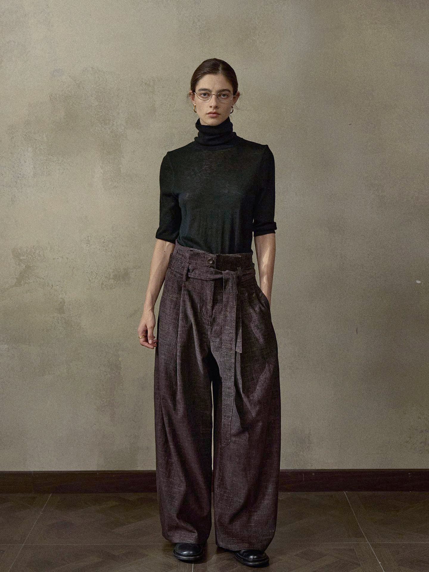 起毛ベルトタックワイドパンツ【セットアップ可】