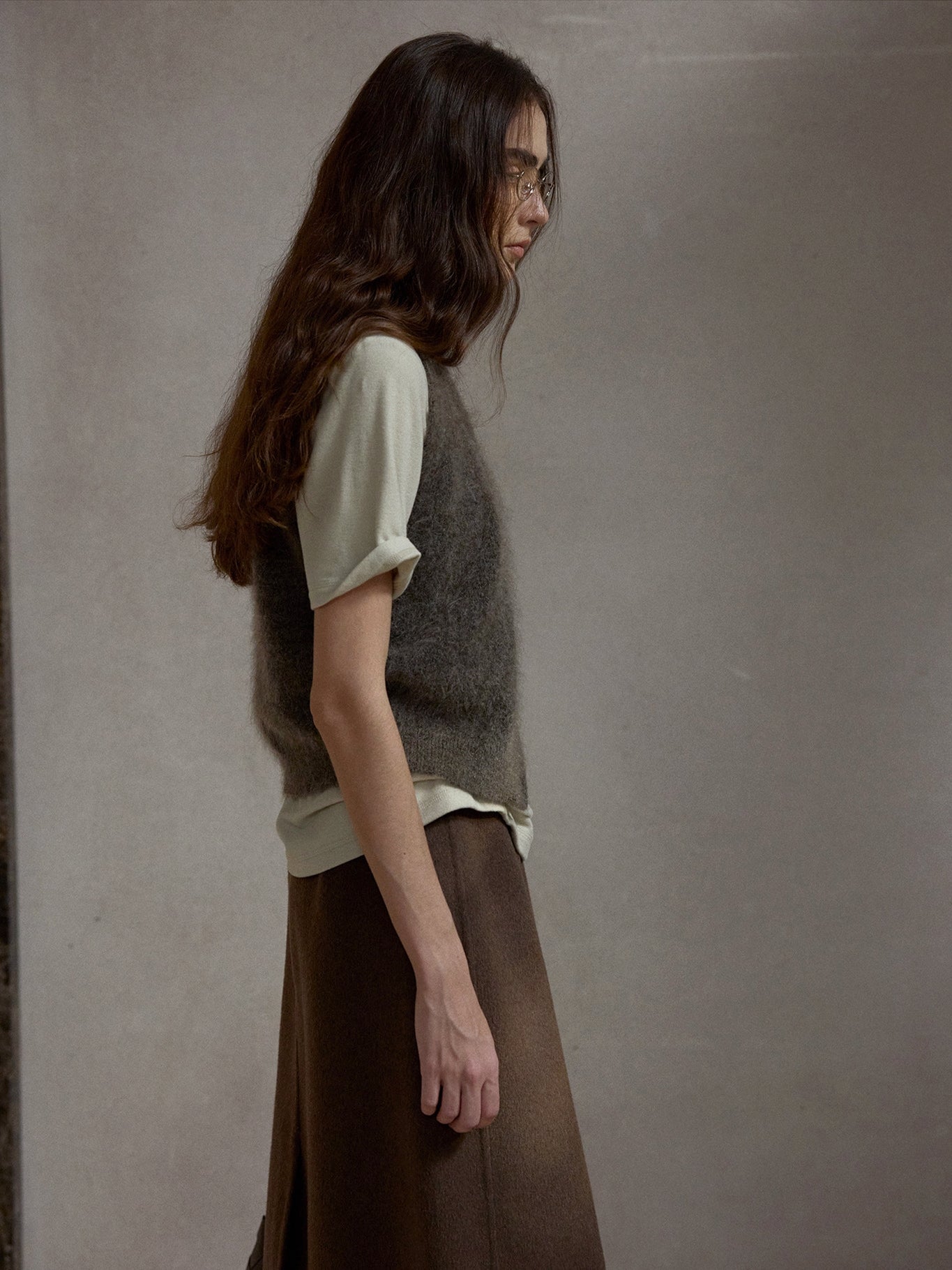 モヘアブレンドニットベスト