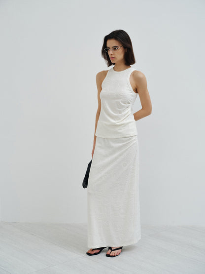 ペイズリージャガードウエストタックタンクトップ