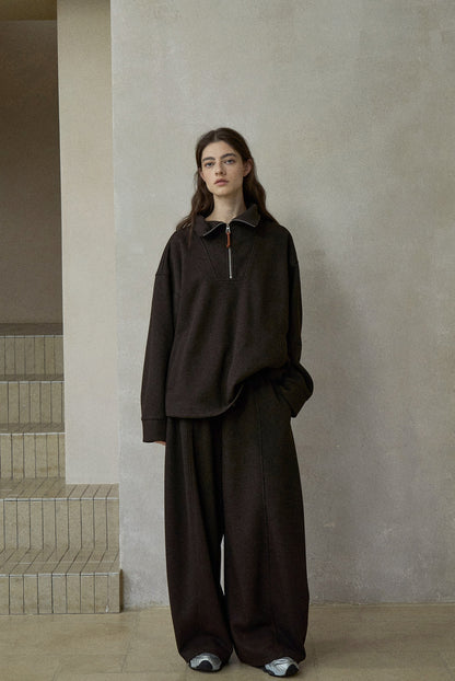 ウール混カーブセンターラインワイドイージーパンツ【セットアップ可】