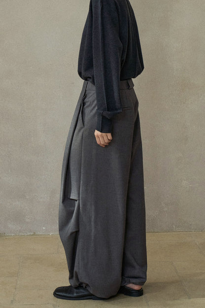 サイドタックドローストリングワイドパンツ