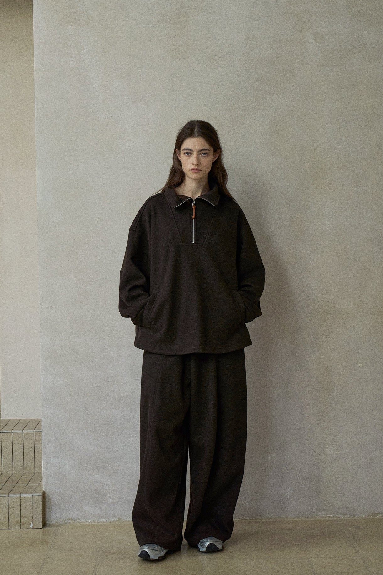 ウール混カーブセンターラインワイドイージーパンツ【セットアップ可】