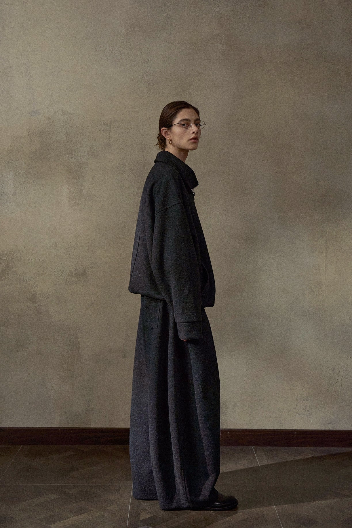 ウール混ドローストリングハーフジッププルオーバー【セットアップ可】